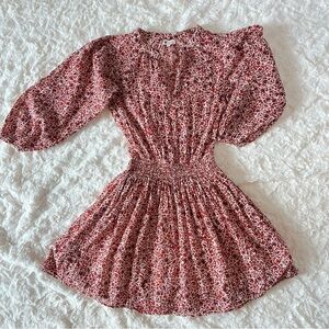 Sundry Evereve Floral Mini Dress Boho Cottagecore Puff Sleeve V neck - Size 0 XS